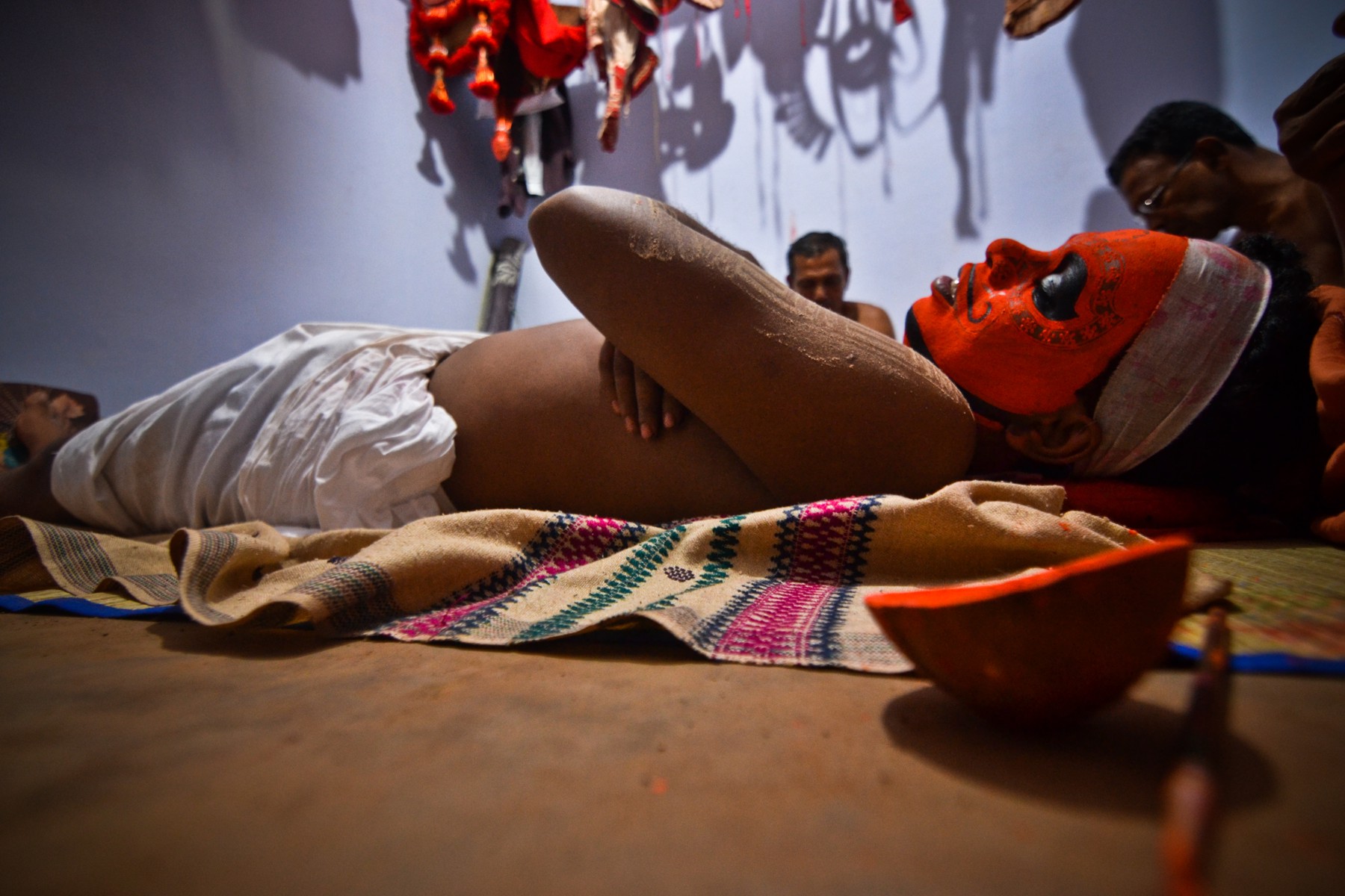 A Theyyam artist getting ready to perform