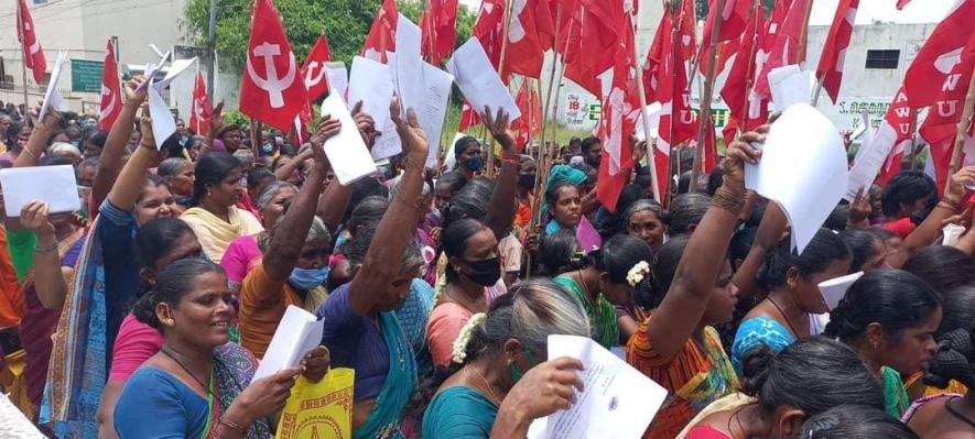 Rural workers protest in Erode. Image courtesy: P Shanmugam