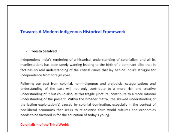 Towards A Modern Indigenous Historical Framework